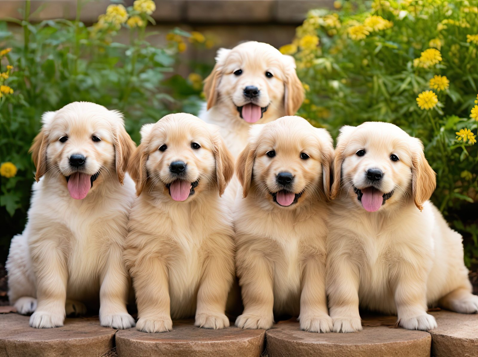 Happy Golden Retriever Puppies